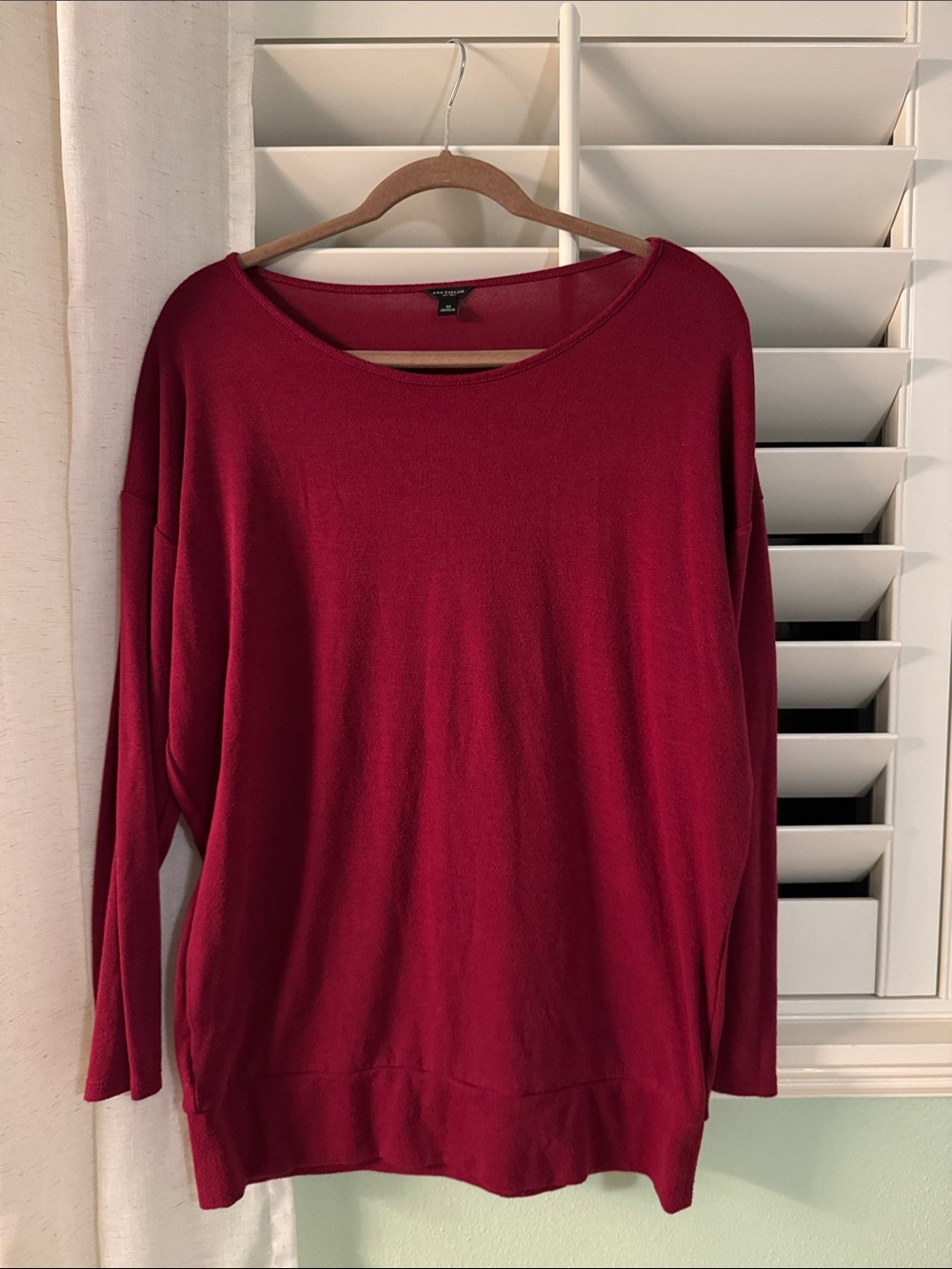 Ann Taylor Maroon Scoop Neck Sweater